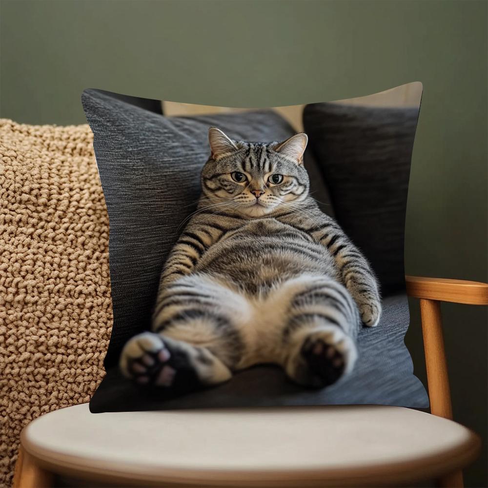 Fun Cat Theme Double-Sided Printed Pillow Cover Short Plush Suitable Living Rooms Bedrooms Sofas Throw Cushion Cover