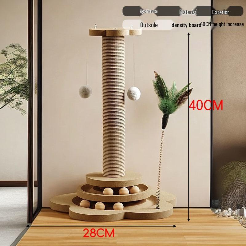 

Vertical Cat Scratching Post with Teaser Toy – Solid Wood & Sisal Climbing Frame Craftsmanship Quality