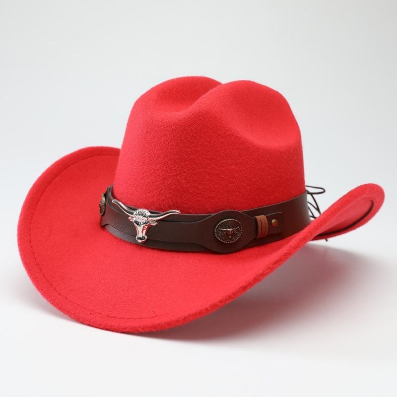 New Western cowboy hat, Tibetan wool top hat, men's and women's autumn/winter outdoor ox-head accessory, travel riding hat