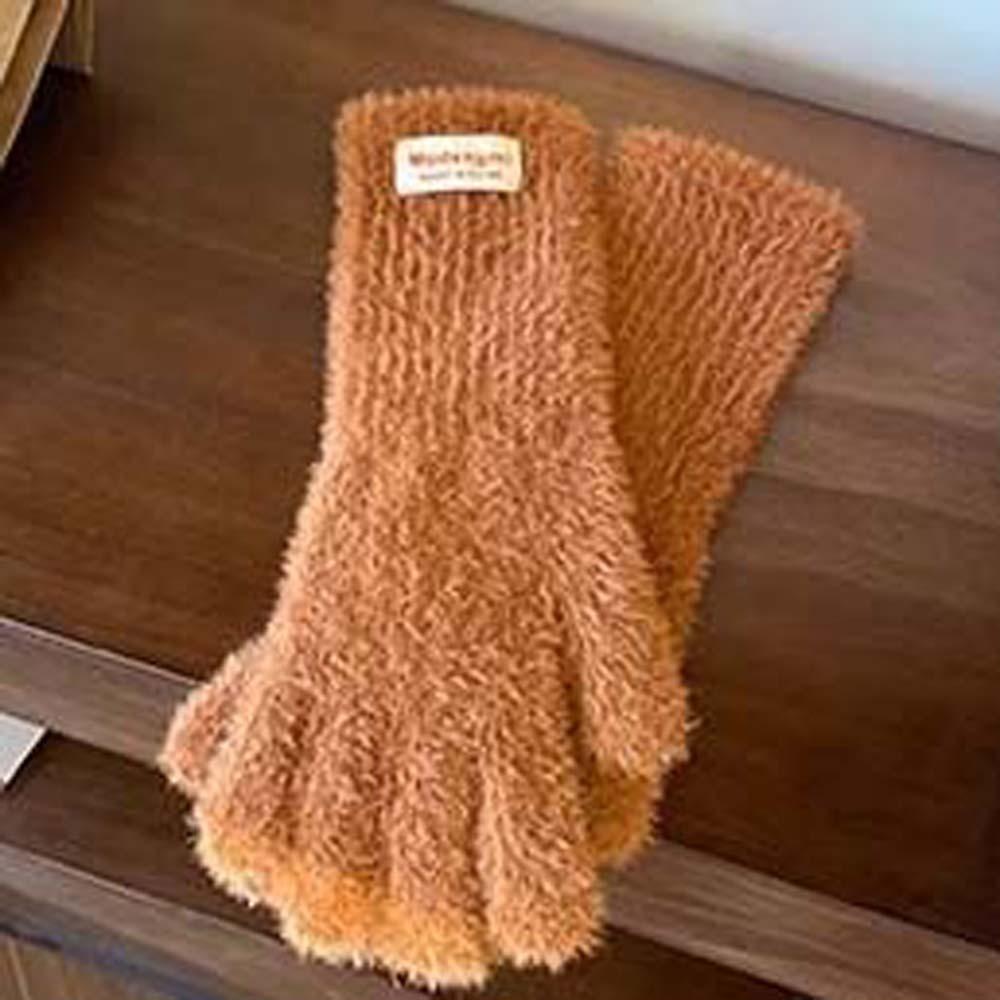 Y2K Candy Color Gloves Faux Rabbit Hair Anti-cold Mittens Soft Plush Finger Gloves  Gifts
