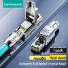 Shanze High-Performance Gold-Plated Shielded RJ Connector CAT6A/7/8, 10G, No-Punch Crystal Head