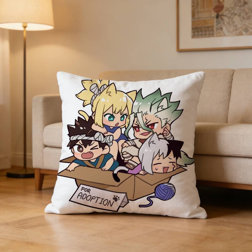 Anime D-Dr. Stone Pillow Case Pattern Printed Pillowcase For Living Room Sofa Cushion Cover