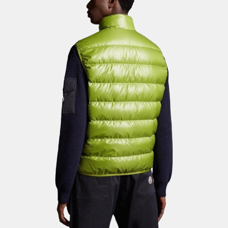 Moncler Aube Down Vests Unisex Leaf Green Stand Collar Moderate I20911A00079595ZJ83O