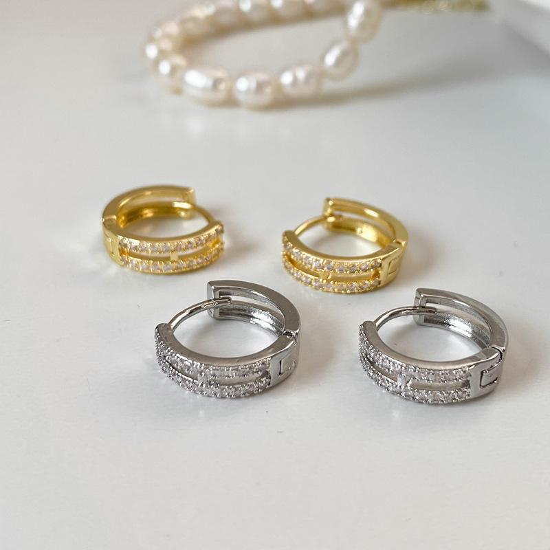 Korean Fashion Gold Color Zircon Hoop Earrings For Women Retro Geometric Statement Copper Metal Earrings Trendy Jewelry Gifts