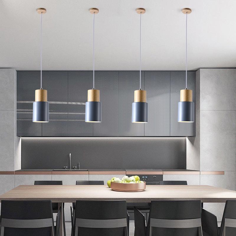 Nordic Wrought Iron & Solid Wood Bedside Pendant Lamp - Multicolor, Creative Fresh Design