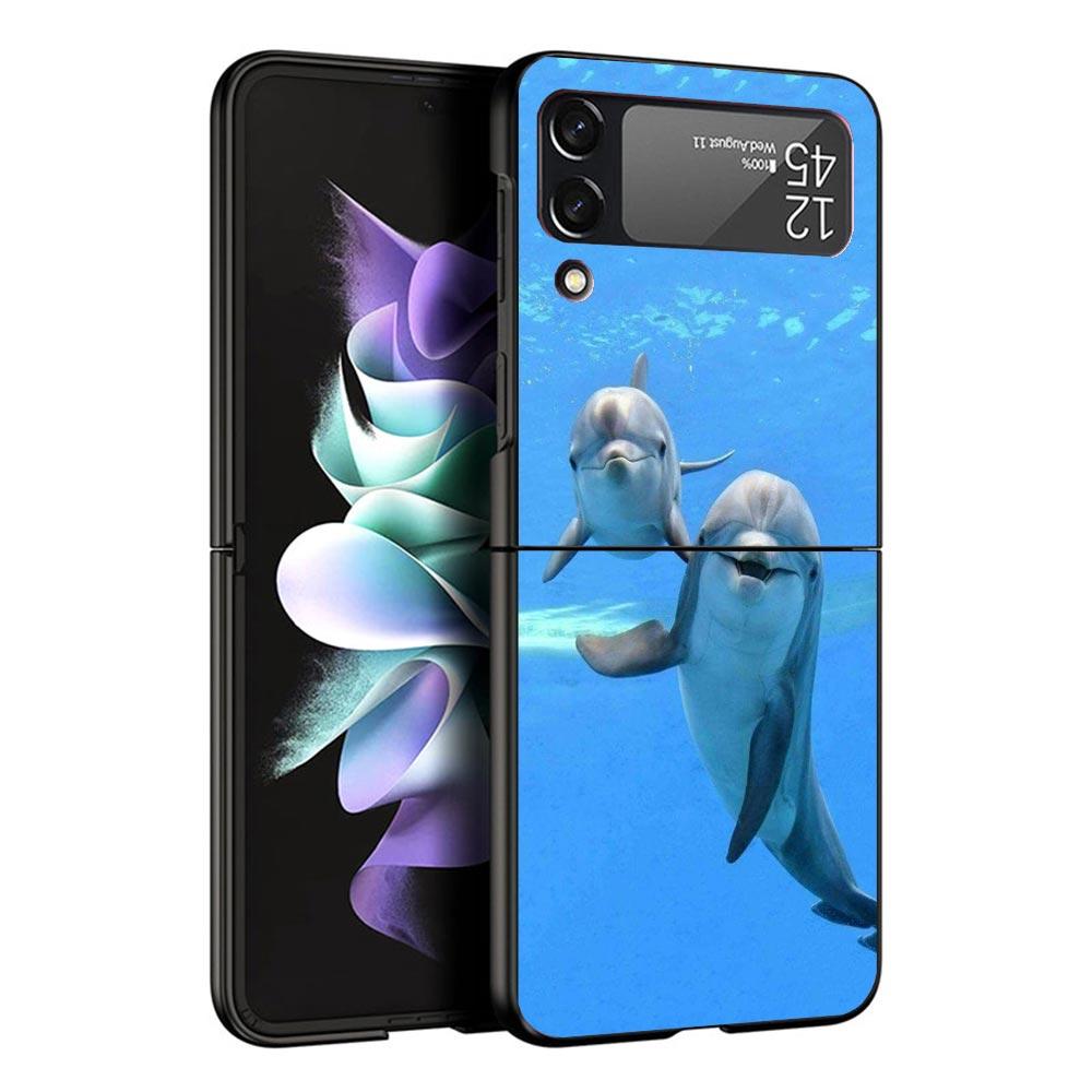 Ocean Animal Cute Dolphin Case For Samsung Galaxy Z Flip 7 6 5 4 3 z Flip7 Flip6 Flip5 Flip4 5G Phone Cover Flip3 Folding Coque