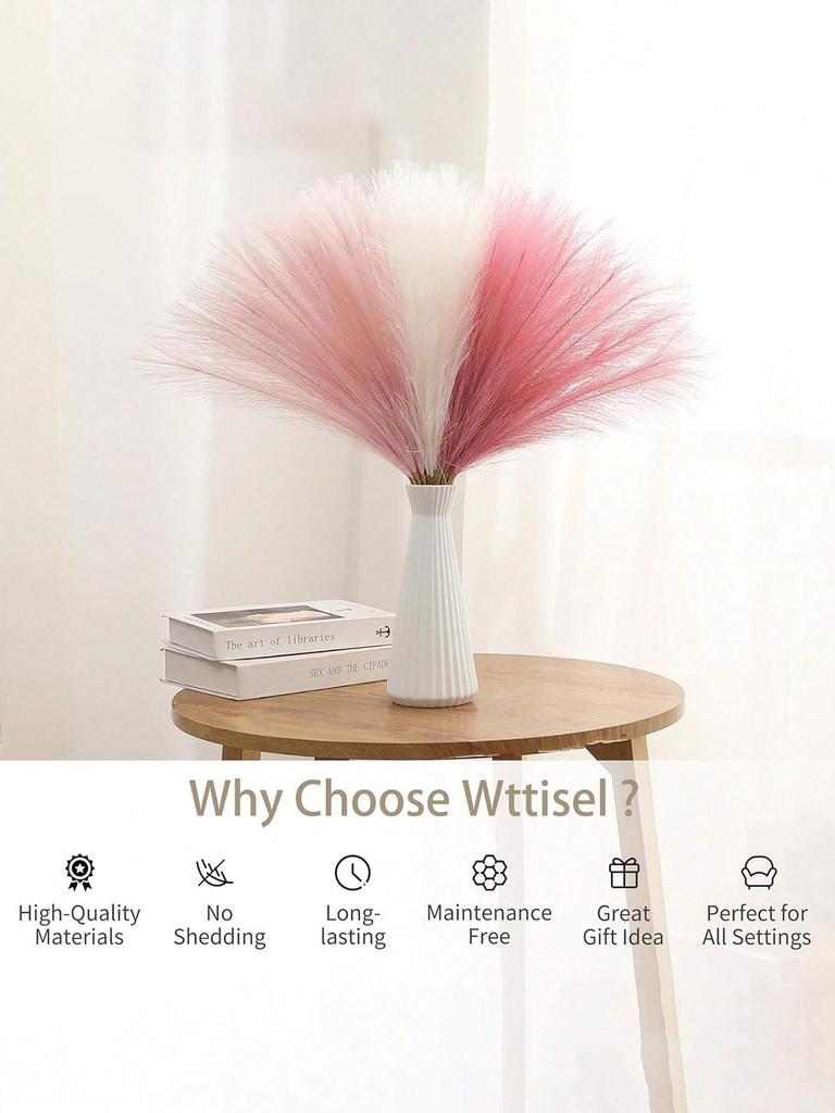 15/30pcs Artificial Pampas Grass Fluffy Faux Reed Grass for Wedding Bouquet Arrangements Home Table Vase Decoration