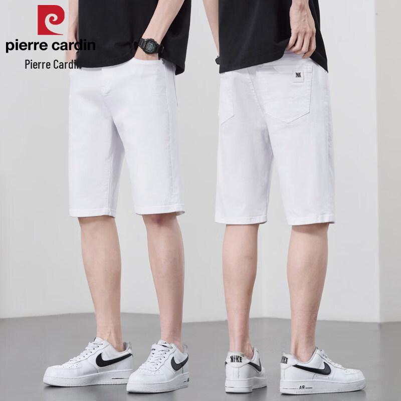 Pierre Cardin Men s White Thin Denim Casual Shorts 33