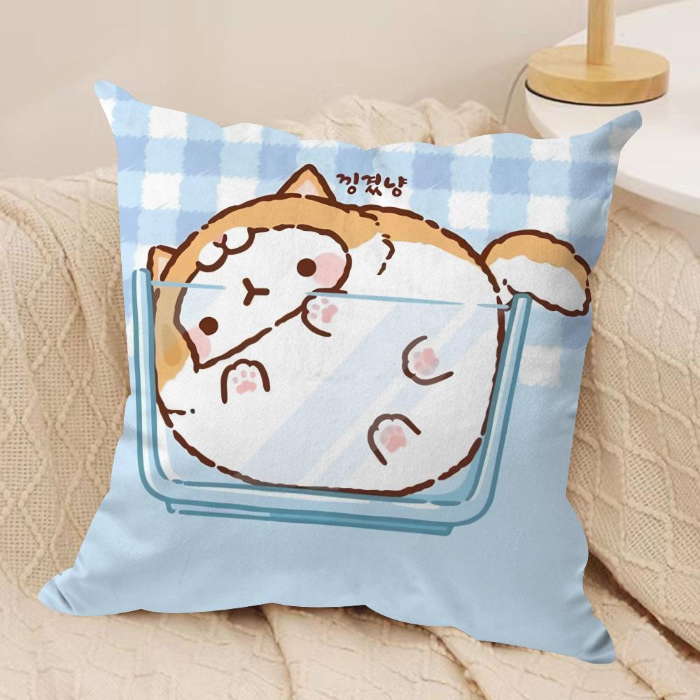 Cartoon MMolangS Rabbit Cushion Cover Silky Short Plush Invisible Zipper Dustproof Sofa Pillow Case For Home Decor
