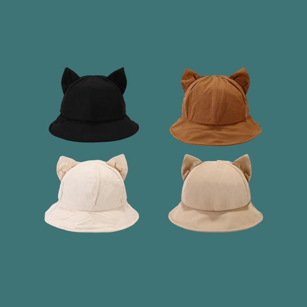 Sunscreen Bucket Hat Cat's Ears Fisherman Hats New Basin Hats  Gift