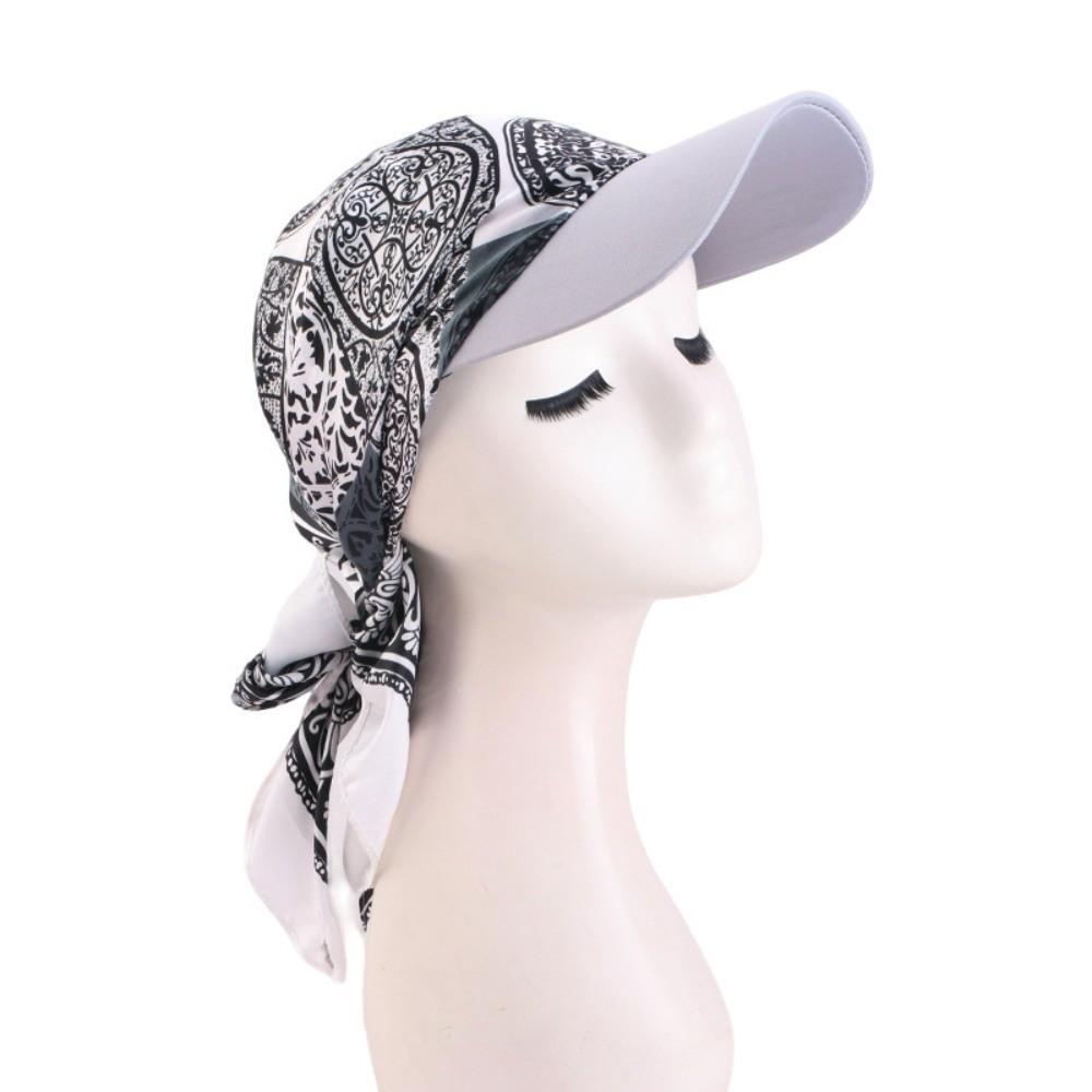 New Satin Paisley Print Hat with Brim Strapped Design Headscarf Hat Soft Breathable Sun Hats Women Fashion