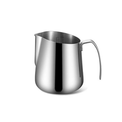 Milchaufschäumkännchen aus Edelstahl, 500/750 ml, mit transparenter Skala, Latte-Art-Kanne, tropffrei, V-förmiges Design, Espresso-Dampfkännchen