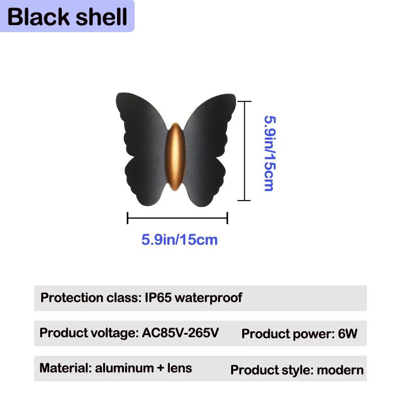 Outdoor Terrace Butterfly Wall Light LED Outdoor Decor Garden Wall Lamp Country House Facade Lightings IP65 Decorative Wall Lamp