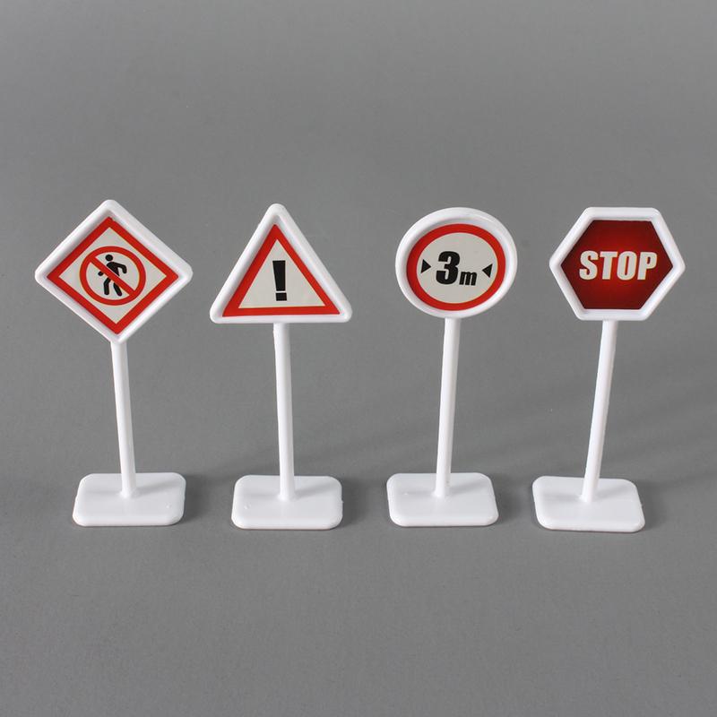 15 Stück/Set Kleinkind Mini Verkehrszeichen Modell Spielzeug Straßensperre Kindersicherheitserziehung Puzzle Verkehrsspielzeug Geschenke