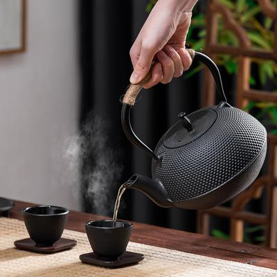 Cast Iron Tea Pot Camping Party Round Stove Boiling Tea Open Fire Tea Water Separation Teacup Tea Set Accessories Tea Set