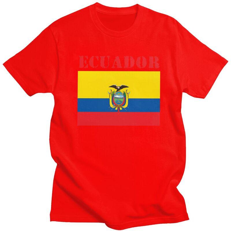 Individuelles Ecuador Flagge T-Shirt für Herren Reines Baumwoll-T-Shirt Lässige T-Shirts Kurzarm-T-Shirt Kleidung Geschenk