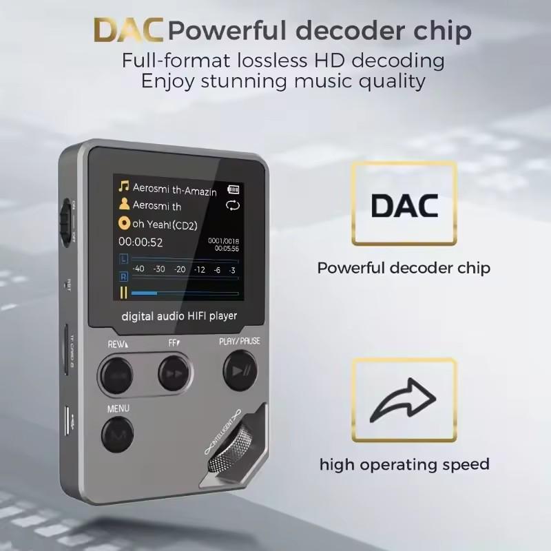 C5 8GB Lossless Bluetooth MP3 Musikplayer, Zinklegierungskörper, Drehregler, Kabellose Verbindung, UKW-Radio, Diktiergerät