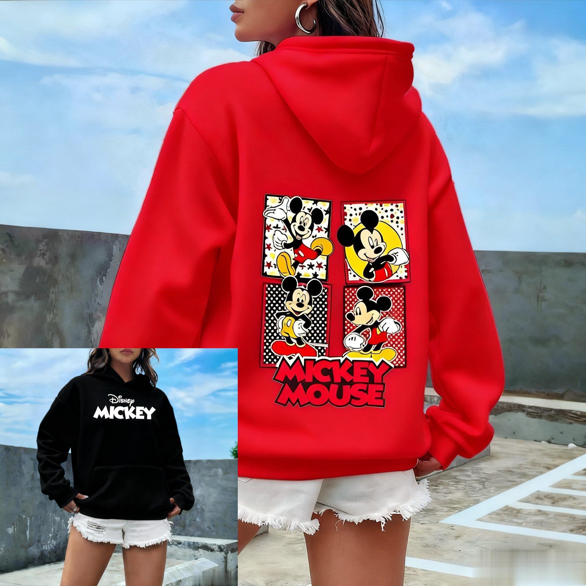 

Mickey Mouse Print Hoodie Women Men Spring Autumn Casual Pullover Sweatshirt Streetwear Cartoon Graphic Jacket Vintage Disney M