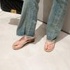 Fashion Summer 2025 new pitched heel flip-flops for women, casual and fashionable high-heeled sandals and slippers