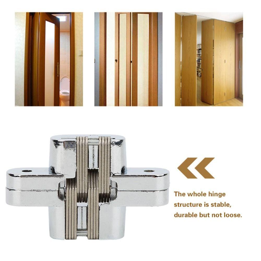 Hidden Door Zinc Alloy Invisible Hinge Silver 180 Degree Cross Door Hinge Concealed Cross Kitchen Cabinet Door
