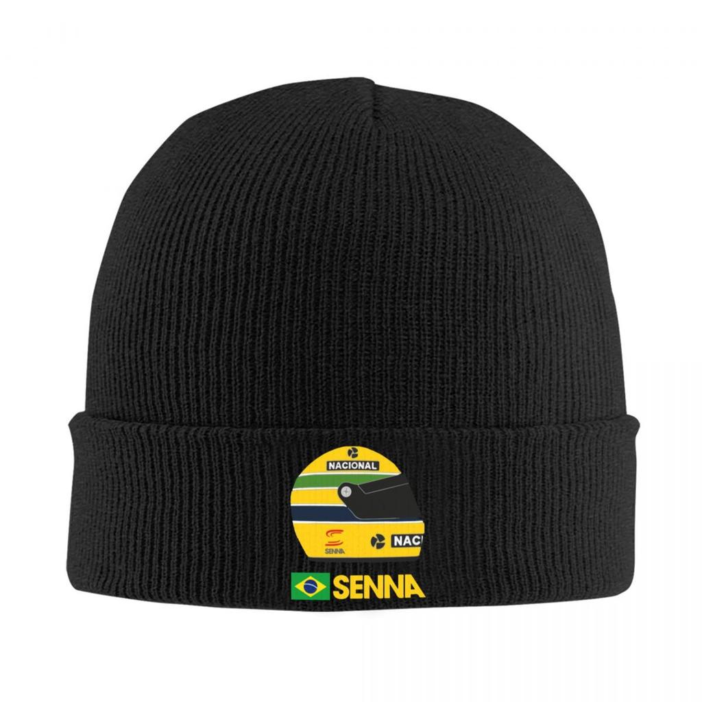 Ayrton Senna Racing Car Knitted Hats Quality Warm Anime Unisex Headwear Knitted Caps