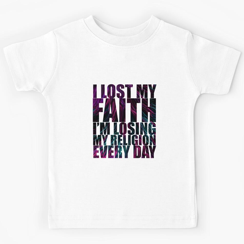 Faith, Religion Quote, pink and purple colors design Kids T-Shirt 160