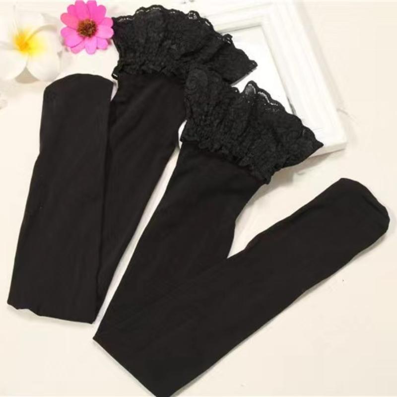 Jambières en velours 80D pour femmes, haut en dentelle sexy, bas de maintien en silicone, bas de cuisse hauts, nylon élastique, lingerie