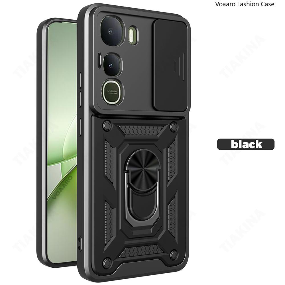 Slide Lens Armor Funda for Vivo Y400 5G Global Case for Vivo Y400 5G Case Magnetic Ring Stand Holder Cover Shockproof Capa