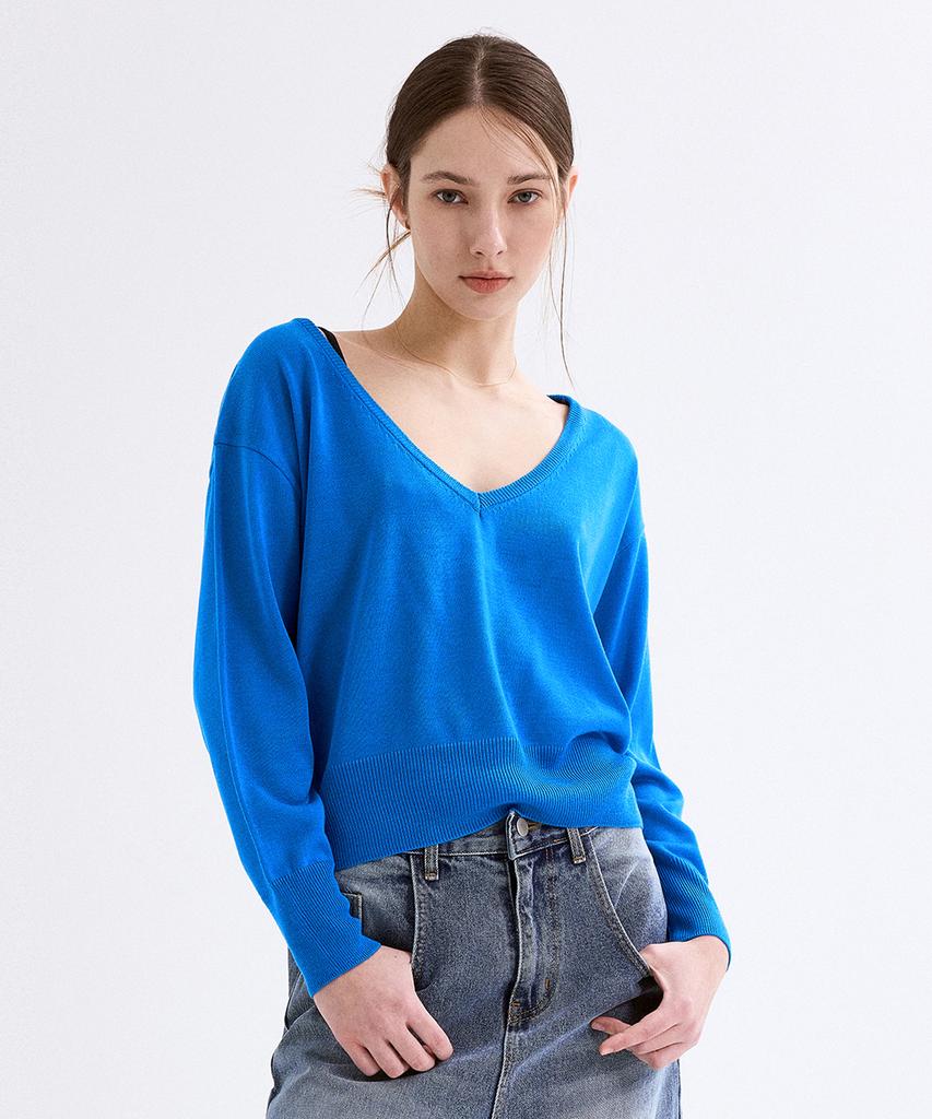 FOVERE Maison V-Neck Knit Blue