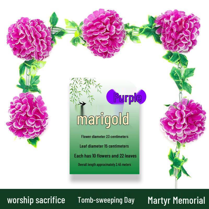 Artificial Chrysanthemum Vines for Cemetery and Memorial Decor - Silk and Plastic Hanging Floral Decoration