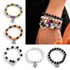 5Pieces Pumpkin Skull Bat Bracelets for Halloween Jewelry Beaded Handchain Personalized Bracelet Set for Women Girl Teen