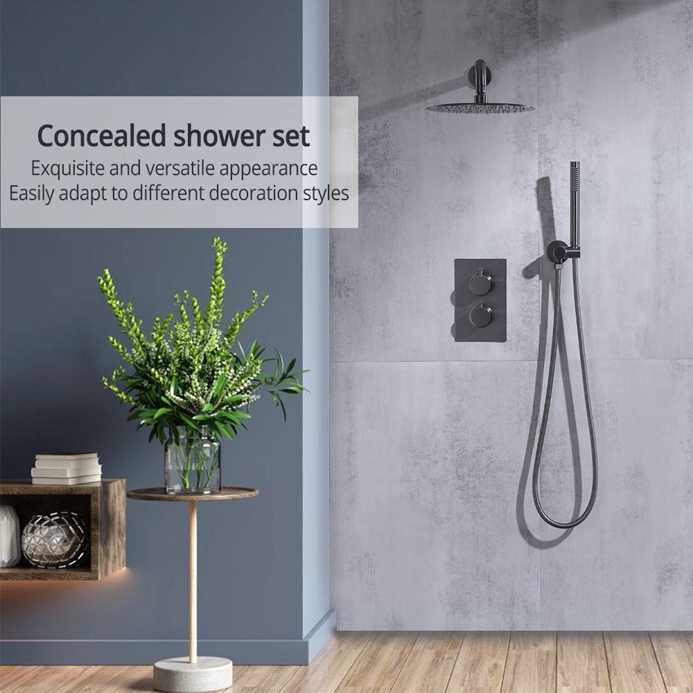 Bathroom Shower System Gunmetal Thermostatic Shower Mixer 8-12 Inch Rain Shower Head Sistema De Ducha Shower Set Solid Brass