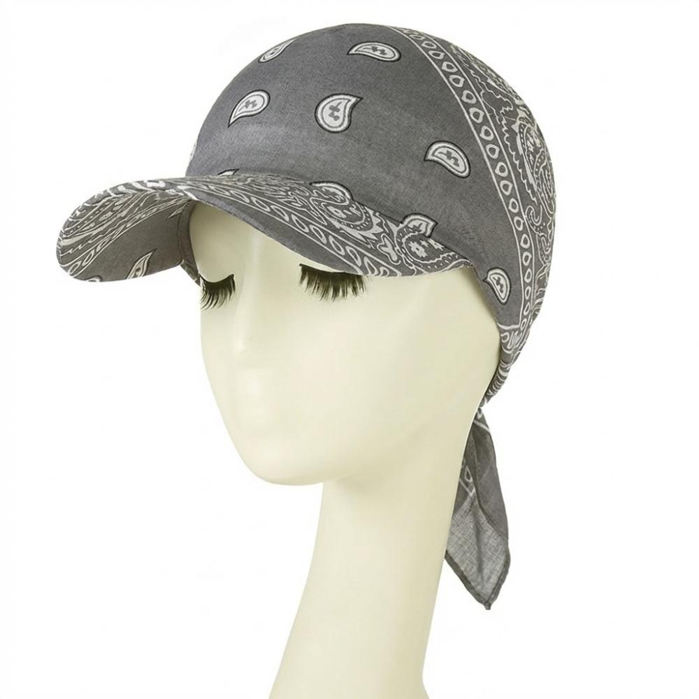 

Fashion Wide Brim Baseball Caps Head Scarf Lightweight Breathable Sun Visor Turban Pre-Tied Bandana Scarf Cap Women Outdoor сірий
