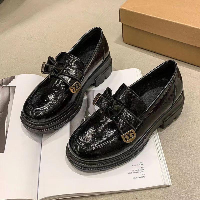 French small fragrant style loafer single shoes women's 2025 spring and autumn new thick-soled British style jk small leather shoes black women's shoe