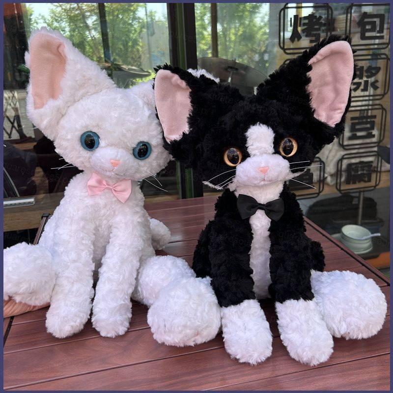 Süße Schwarze Katze Plüschtiere Kissen Khaki Lockige Kuki Schwarze Katze Devon Rex Puppe Stofftiere Festliche Geschenke Für Kinder Geburtstag Mädchen