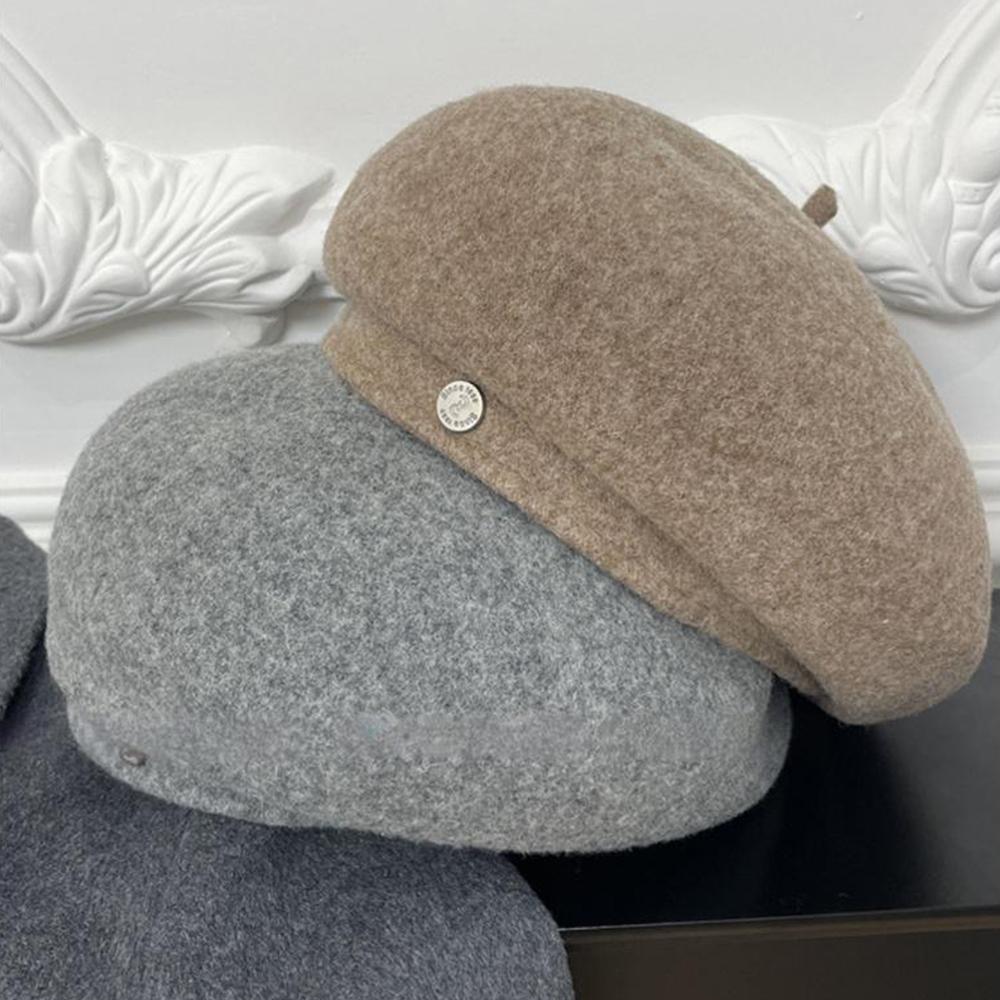 2025 Autumn Winter Women Wool Berets for Elegant Lady Versatile Female Painter Hats Solid Color Fashion Decorative Vintage Cap
