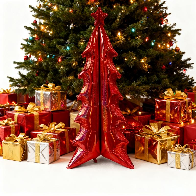 1pc 72 Inch 4D Christmas Tree Style Large-scale Self Standing Aluminum Foil Jumbo Balloon Christmas Themed Party Home Decor