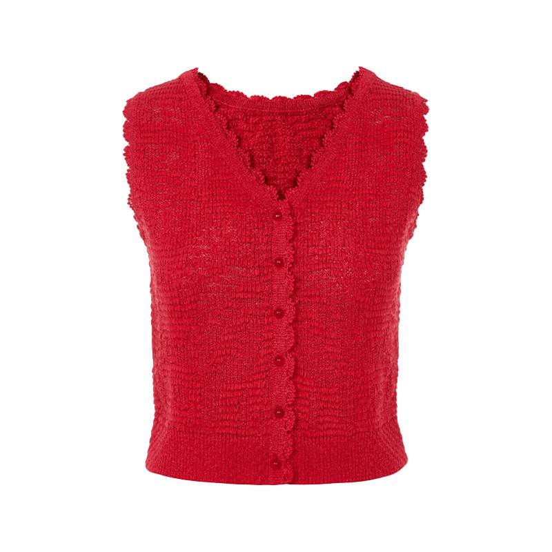 

LANCY V-Neck Lace Knit Vest Top XL