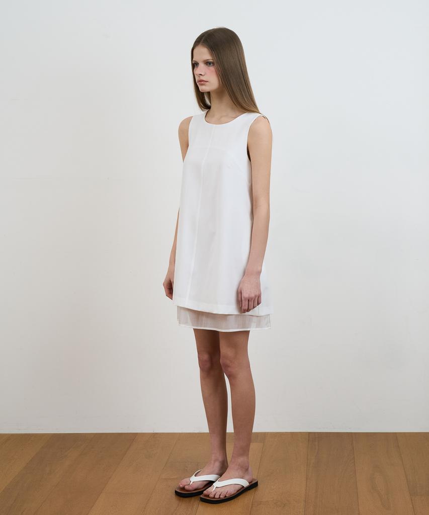 Dehebe Layered Chiffon Mini Dress [Ivory]