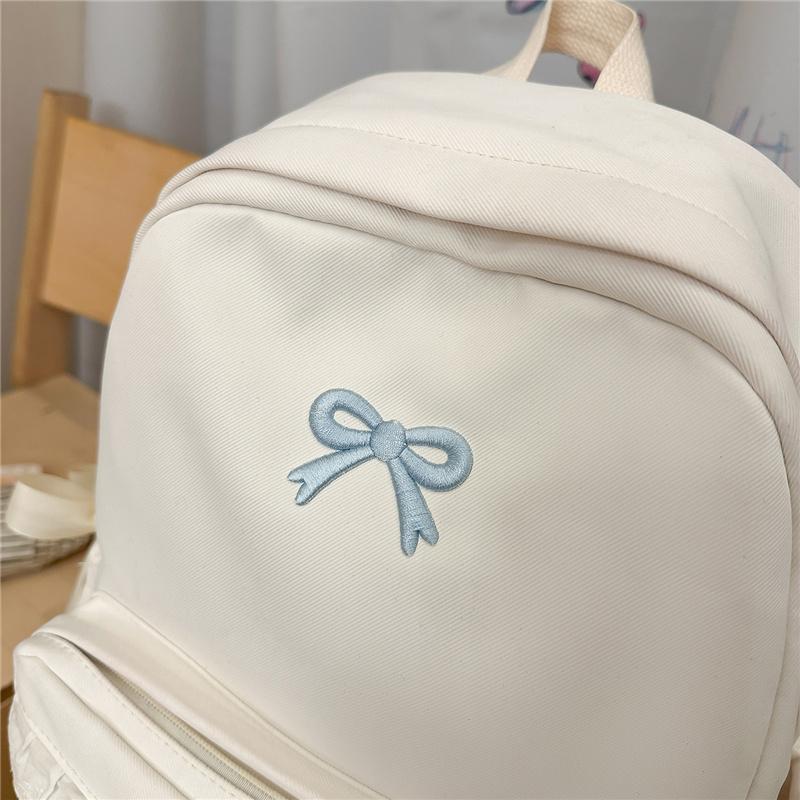 Zaino con Ricamo a Fiocco Pizzo di Nylon Borsa Scolastica per Studenti