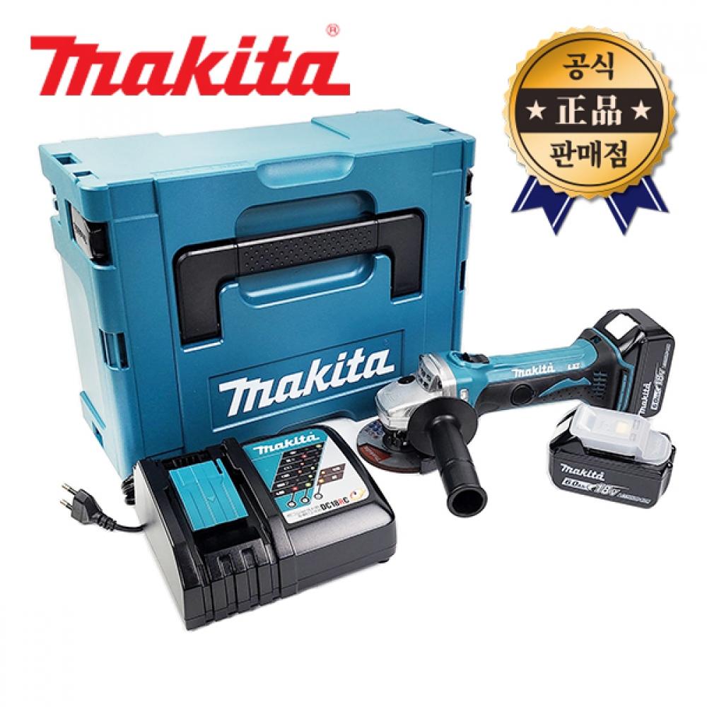 

Аккумуляторная шлифовальная машина Makida DGA402RGJ, 4 дюйма, 18 В, 6,0 Ач, 2 аккумулятора, угловая шлифовальная машина, полировка, резка