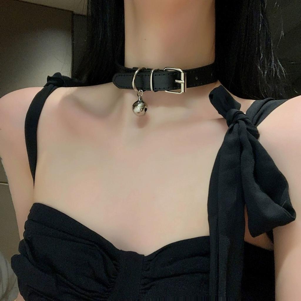 Black Bell Choker Sweet Cool Collar Female Collarbone Chain Neck Chain M Versatile Neck Strap Chocker Male Neck Ring Babes