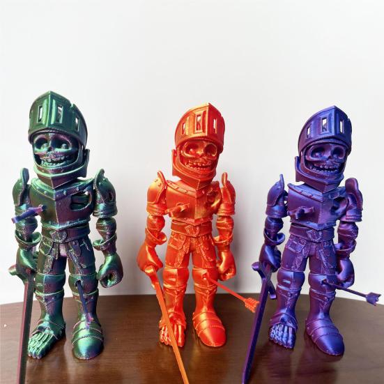 3D Printed Skeleton Knight Figurine Movable Joints Halloween Spooky Skeleton Warrior Articulated Skeleton Soldier Model Toy Desktop Decoration