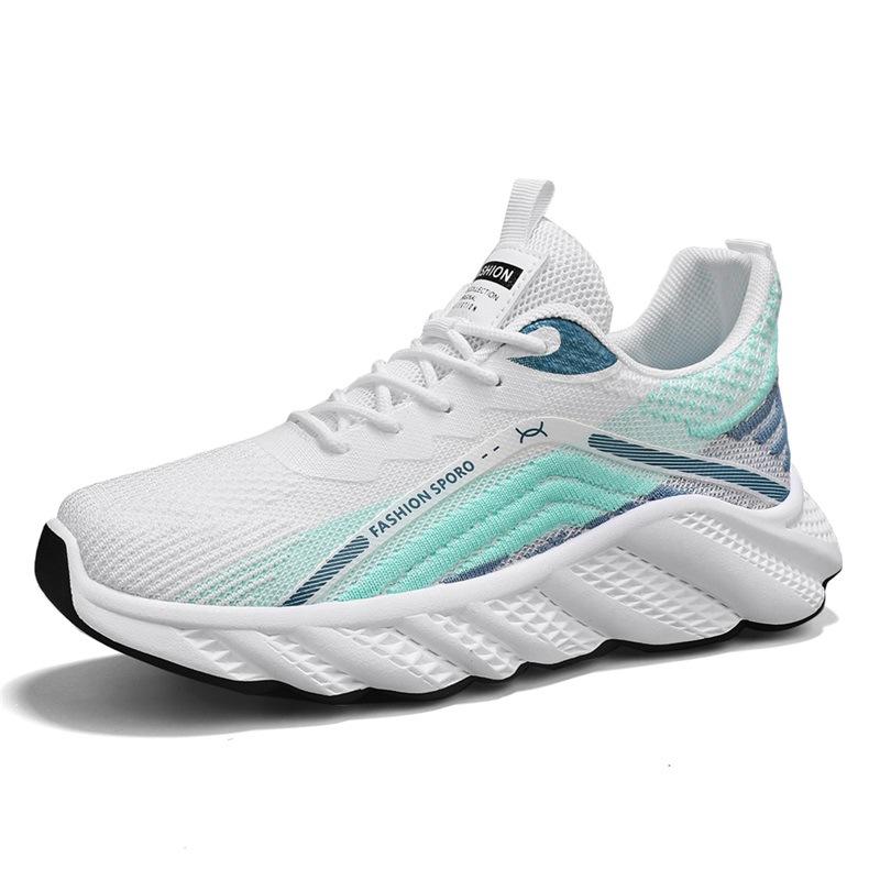 

Flying weaving heightening ins dad trendy shoes student breathable sports net running shoes 44 світло-синій колір
