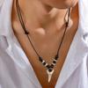 European & American Fashion Wood Bead Shark Tooth Necklace - Men's High-End Hip Hop Jewelry