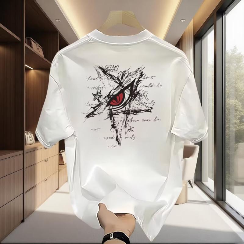 Men Loose Casual Short Sleeve Cartoon Anime Printed Street T Shirt