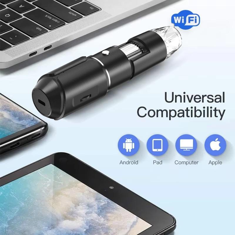 GUANMOU Wifi Digital Microscope 1600X Magnification Handheld Microscope With Adjustable Stand for Kids Gifts Support IOS Android