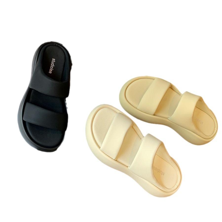 Grape Mother Studiolee Round Head Thick Bottom Wide Edge Double Word with Thick Bottom Soft Elastic Stepping On Shit Cool Slippers Female Summer