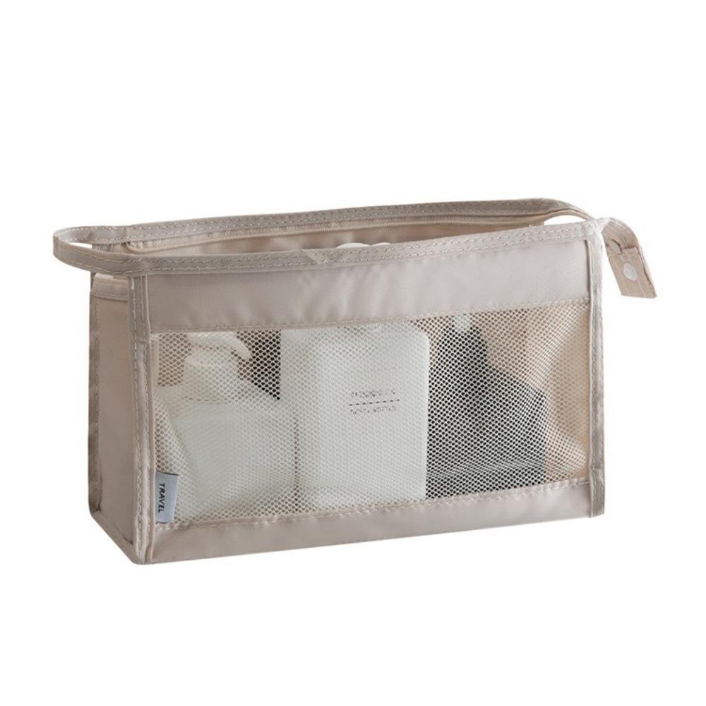 Foldable Mesh Makeup Organizer Hanging Toiletry Bag Large Capacity Wash Bag  Brushes