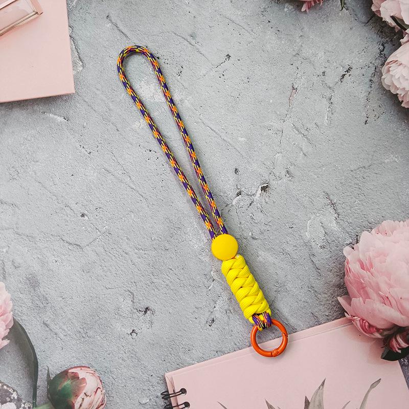 Colorblock Knotted Phone Lanyard: Creative Short Woven, Detachable, Anti-Lost Keychain Strap for Phone Cases